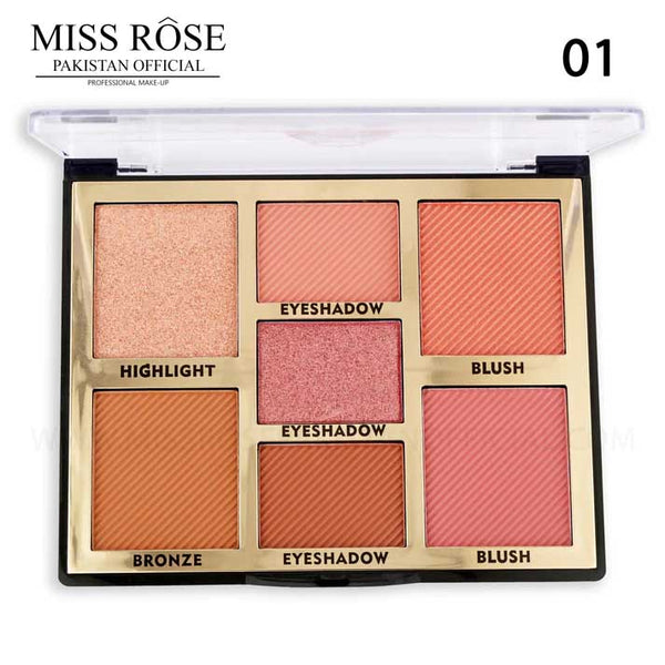 Miss Rose - 8 Colors Blush Bright Shimmer Powder Professional Facial Highlight Palette Natural Nude Makeup Brighten 19.2g 7004-016N-01