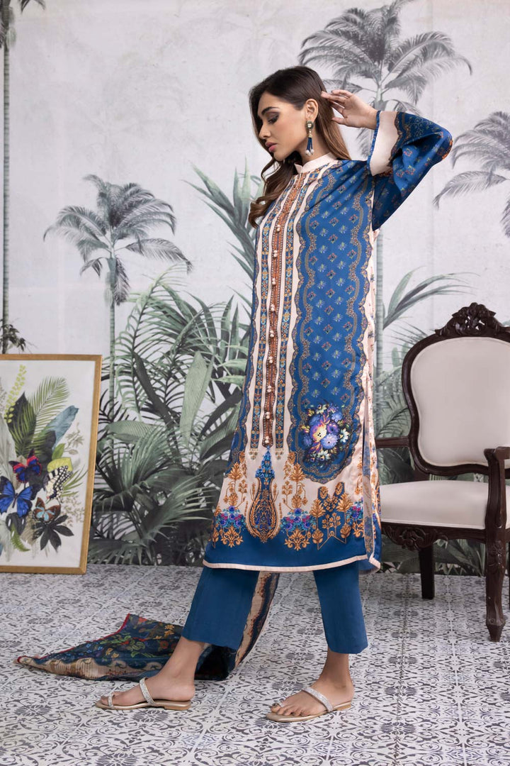 Sapphire- 2 Piece - Printed Silk Suit