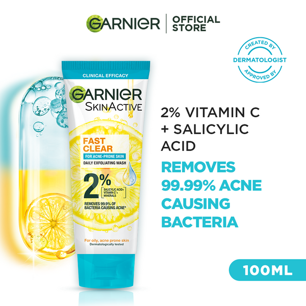 Garnier - Fast Clear Facewash For Acne Prone Skin 100ml