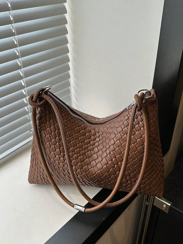 Shein - New Fashion Woven Tote Bag Retro Shoulder Bag