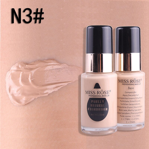 Miss Rose - Waterproof Moisturizing Oil Free Full Coverage Deep Whitener Liquid Foundation 30Ml - Beige 03