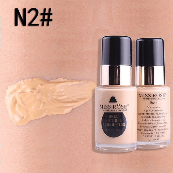 Miss Rose - Waterproof Moisturizing Oil Free Full Coverage Deep Whitener Liquid Foundation 30Ml - Beige 02