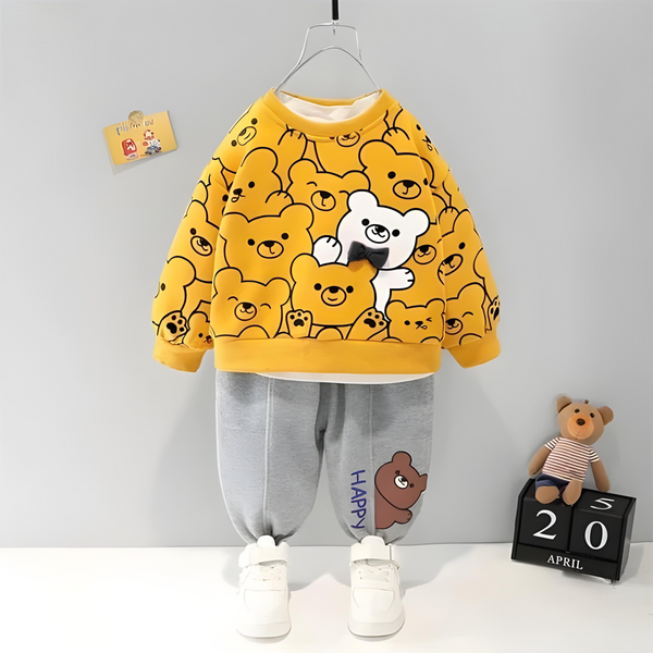 VYBE - Bears Print Sweatshirt With Trouser For Kids Yellow