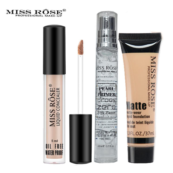 Miss Rose - Concealer , Matte Foundation & Pearl Primer 22ml - 3 Pcs Set-ivory 6