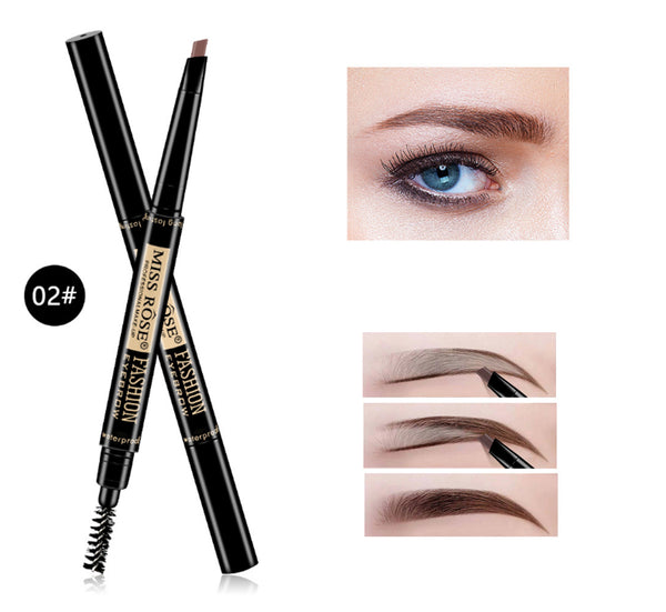 Miss Rose - 2 in 1 Double Head Long Lasting Waterproof Eye Brow Pencil & Brush 0.2g-02