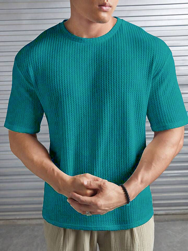 VYBE - Oversized Waffle Knit Tee For Men - Turkish Green