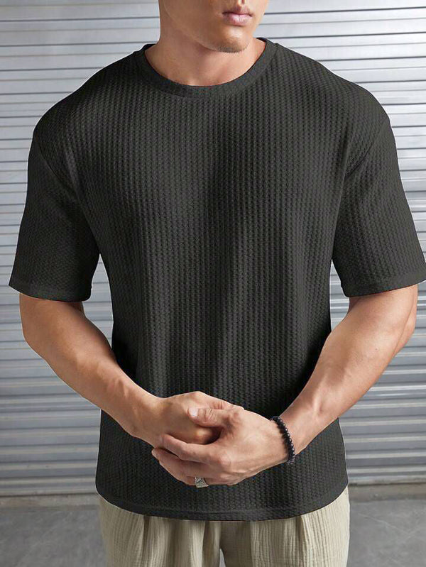 VYBE - Oversized Waffle Knit Tee For Men - Charcoal