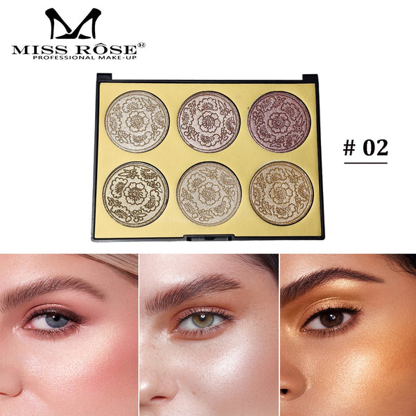 Miss Rose - New Makeup 6 Color Glow Highlighter Palette-N02