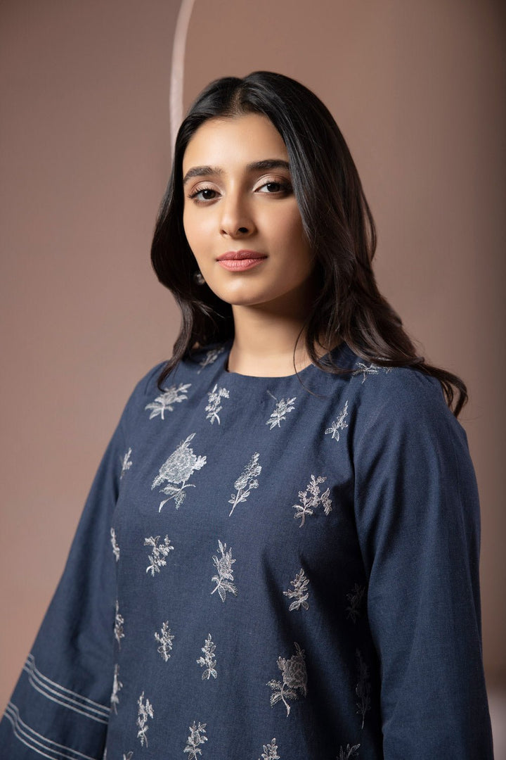 Sapphire- Embroidered Melange Shirt