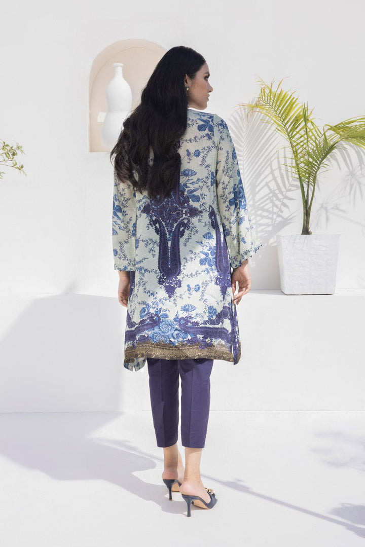 Sapphire Printed Silk Shirt Blue