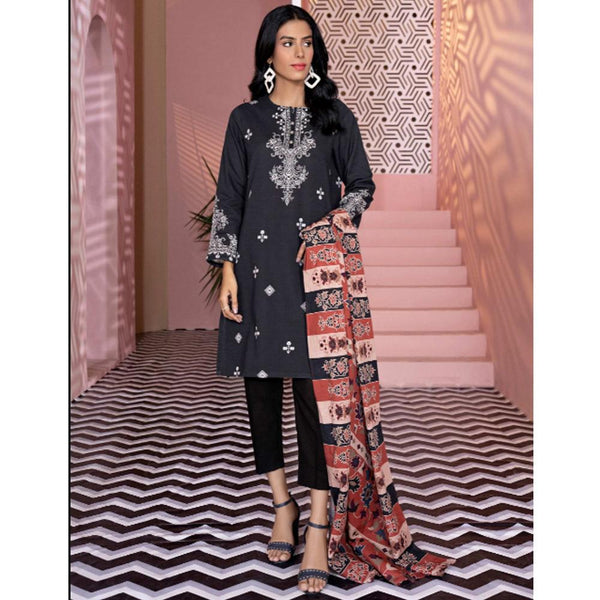 Limelight- 2 Pc Printed Khaddar Suit- Black