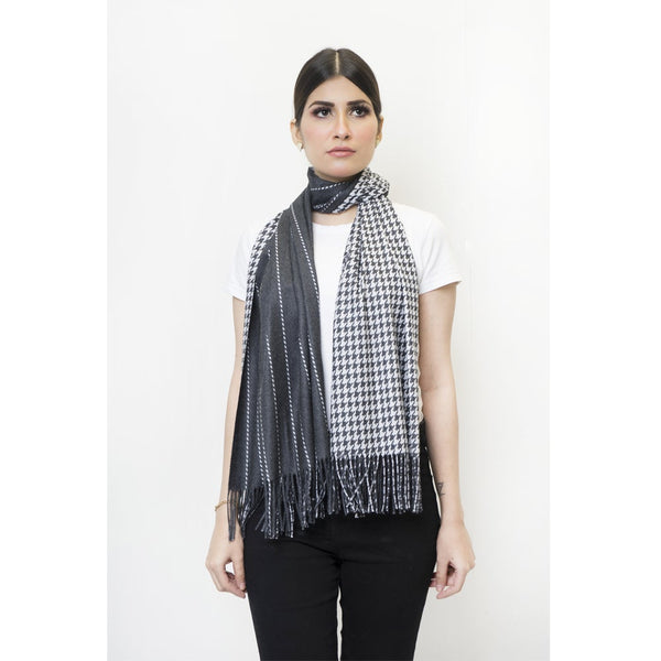 Woolen Printed Stole Black