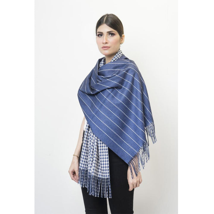 Woolen Printed Stole Blue