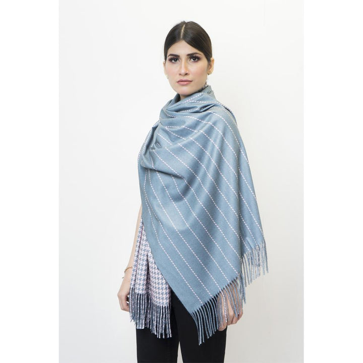 Woolen Printed Stole Sky Blue