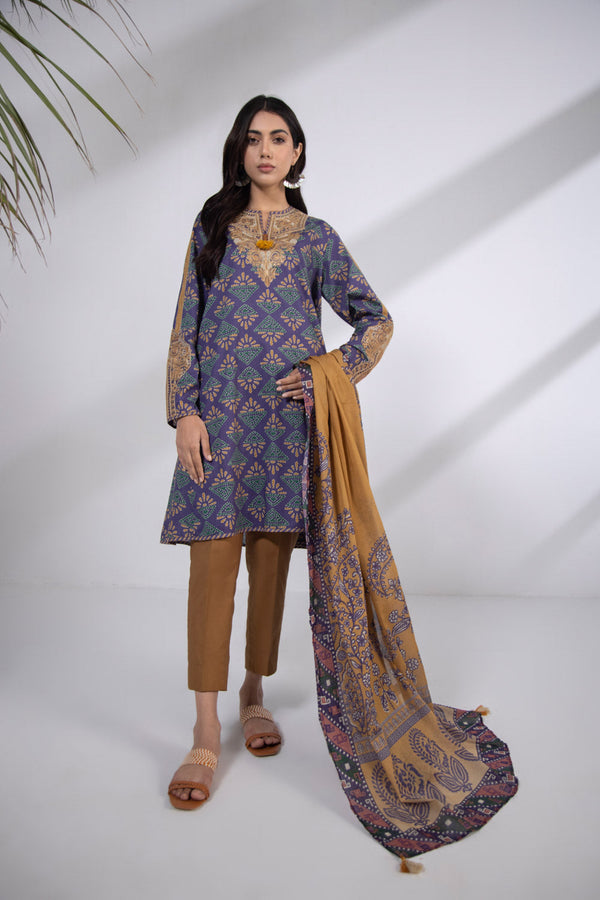 Sapphire-Embroidered Lawn Shirt