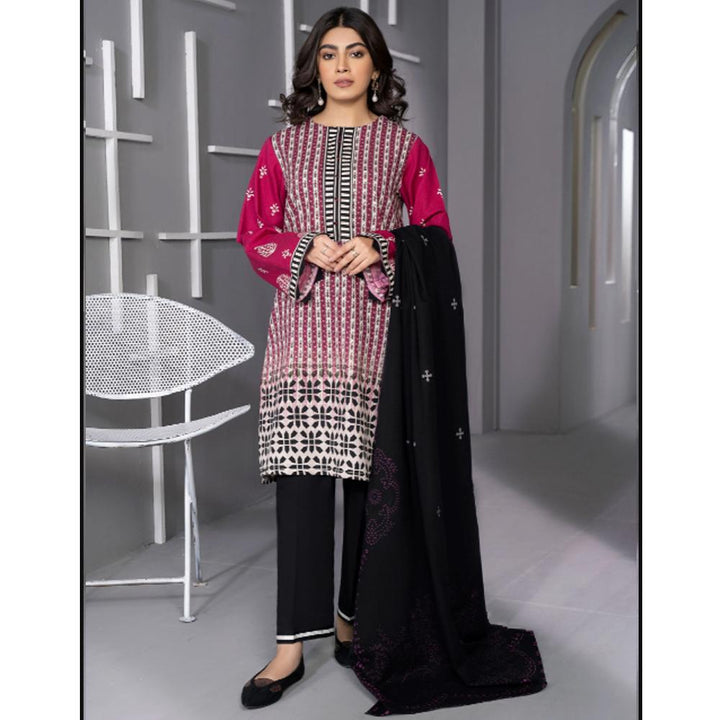 Limelight- 2 Pc Printed Khaddar Suit- Magenta