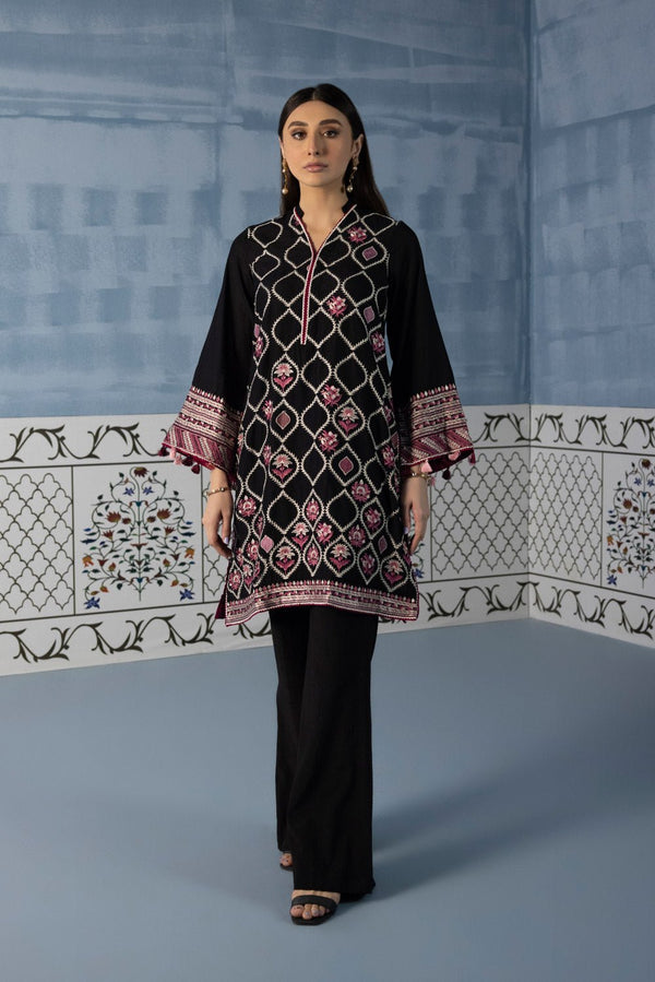 Sapphire- Embroidered Cotton Net Shirt