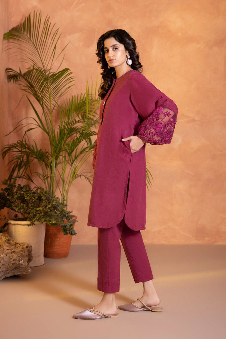 Sapphire- 2 Piece - Embroidered Melange Suit